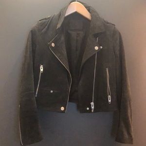 SL8 grey leather suede biker jacket